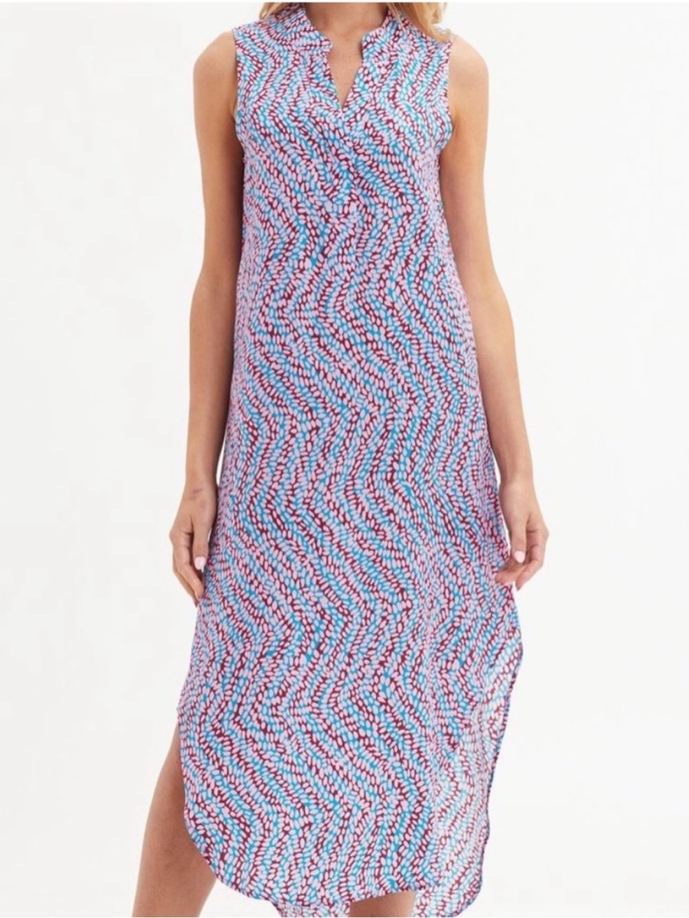 Marie Oliver Ellis Sleeveless Blue & Pink Silk Printed